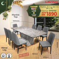 2M X 1M  Rectangle Marble Dining Set S020+DC202
